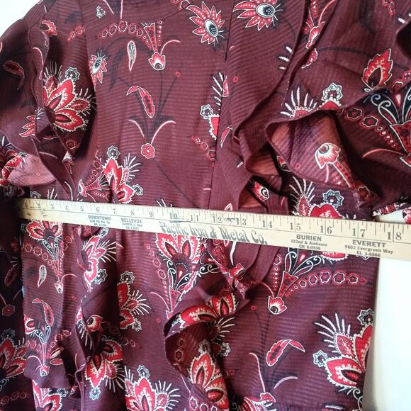 Scotch & Soda Magical Altitudes S Ruffle Front Floral Blouse Top Boho Victorian - Picture 11 of 12